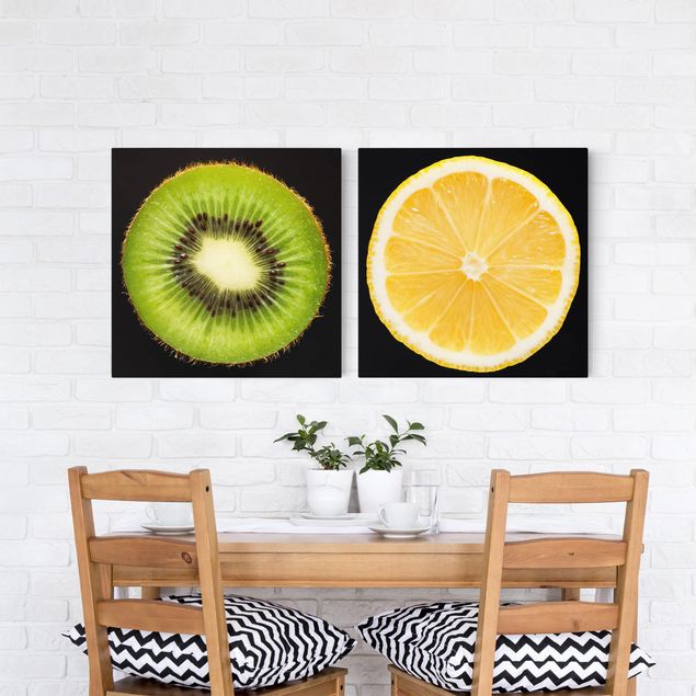 Tableaux modernes Gros plan sur le citron et le kiwi