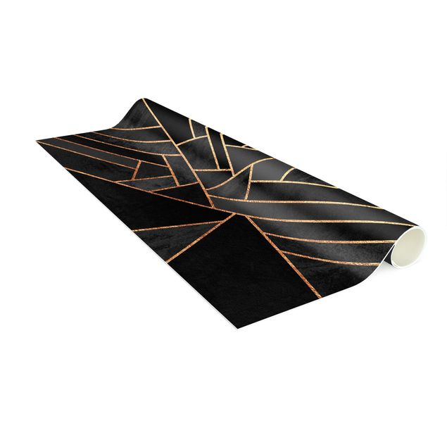 tapis salon moderne Triangles Noirs Or