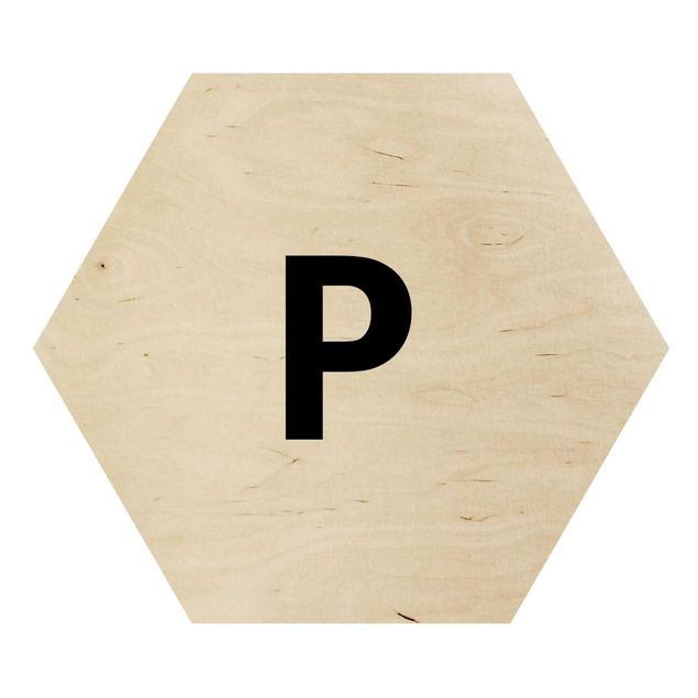 Hexagone en bois - Letter White P