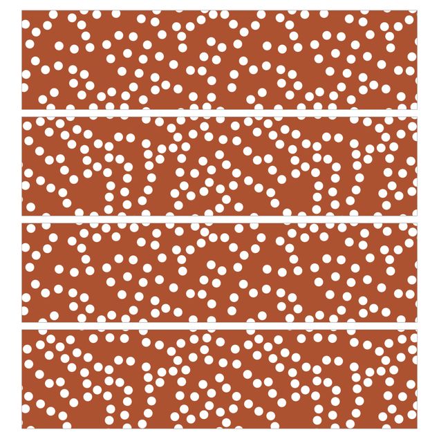 Papier adhésif pour meuble IKEA - Malm commode 4x tiroirs - Aboriginal Dot Pattern Brown