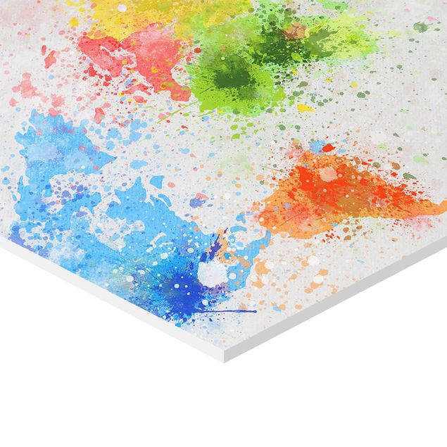 Hexagone en forex - Colourful Splodges World Map