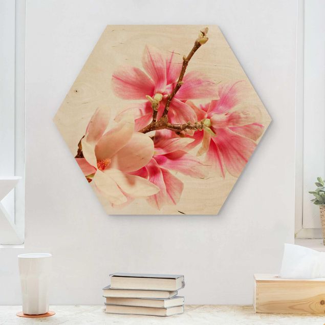 Tableaux en bois avec fleurs Fleurs de magnolia