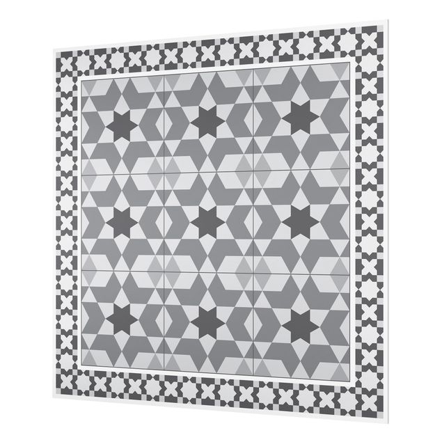 Fonds de hotte - Geometrical Tiles Kaleidoscope grey With Border - Carré 1:1