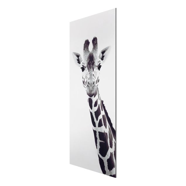 Décorations cuisine Portrait de girafe en noir et blanc