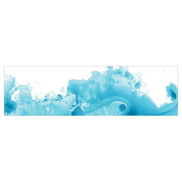Revêtement mural cuisine - Wave Watercolour Turquoise l
