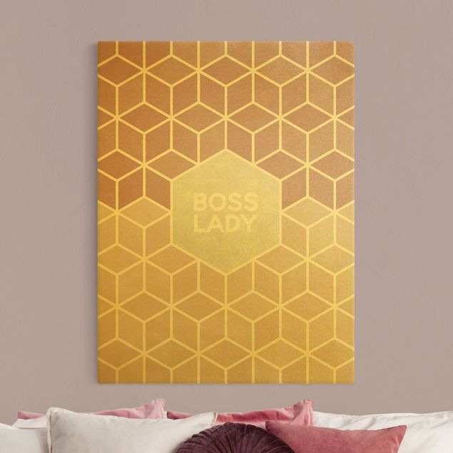 Tableau moderne Boss Lady Hexagones en Rose