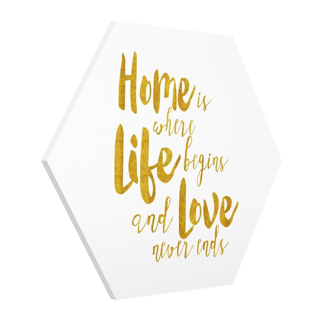 Tableau citations Home Is Where Life Begins Gold