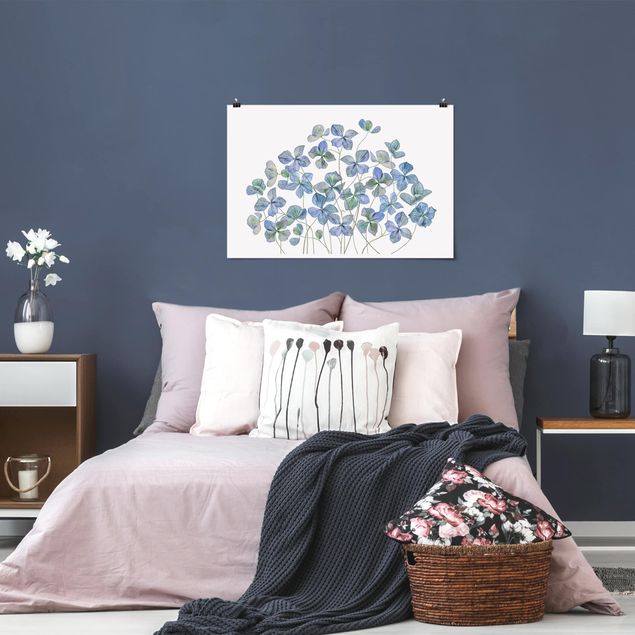Tableau moderne Fleurs d'hortensia bleues