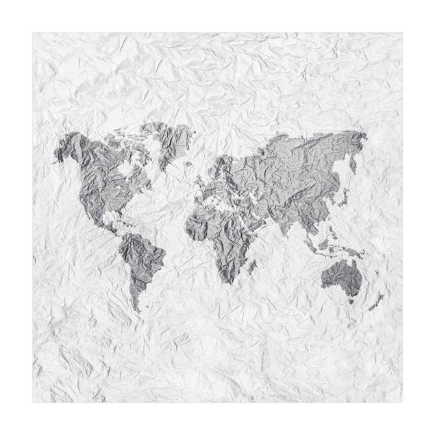tapis planisphère Carte du Monde en Papier Blanc Gris