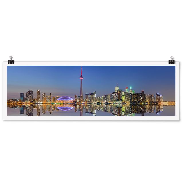 Tableau ville du monde Silhouette urbaine de la ville de Toronto devant le lac Ontario