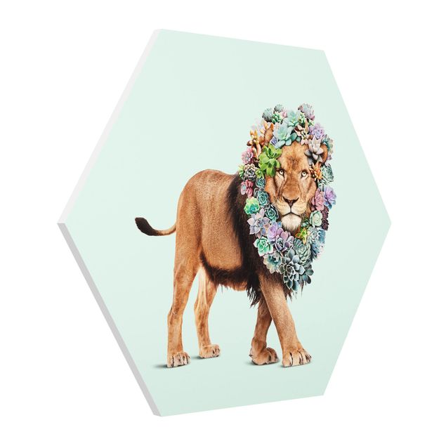 Tableaux modernes Lion avec Succulents