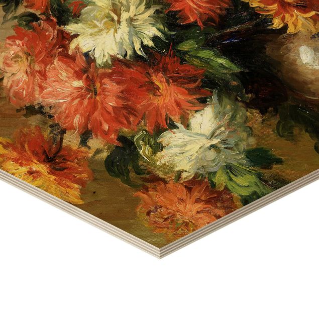 Impression sur bois Auguste Renoir - Nature morte avec des dahlias
