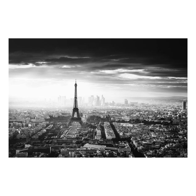 Fond de hotte - The Eiffel Tower From Above In Black And White