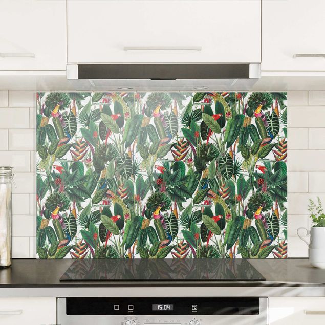 Déco murale cuisine Motif coloré forêt tropicale humide