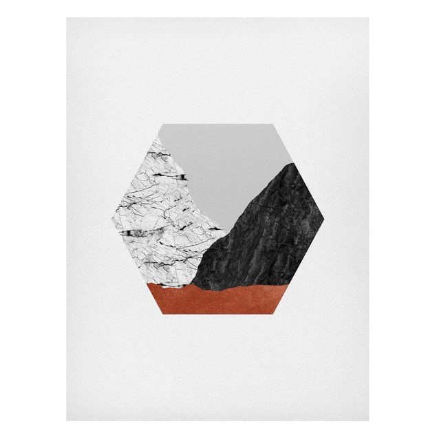 Tableau moderne Montagnes de cuivre Géométrie hexagonale