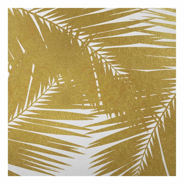Tableau paysage Vue à travers des feuilles de palmier dorées