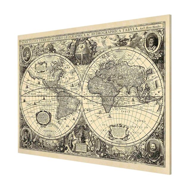 Tableaux vintage Illustration antique d'une carte du monde vintage