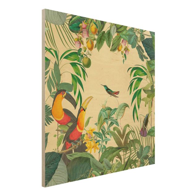 Déco murale cuisine Collage Vintage - Oiseaux dans la jungle
