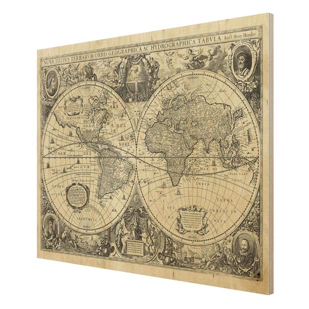Tableaux muraux Illustration antique d'une carte du monde vintage