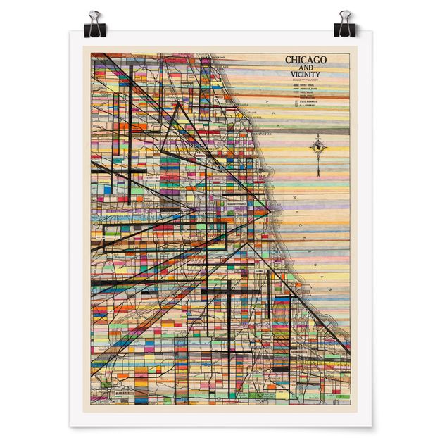 Poster mappemonde Carte moderne de Chicago