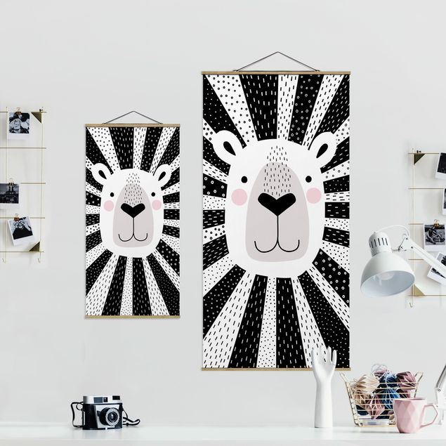 Tableaux noir et blanc Zoo à motifs - Lion