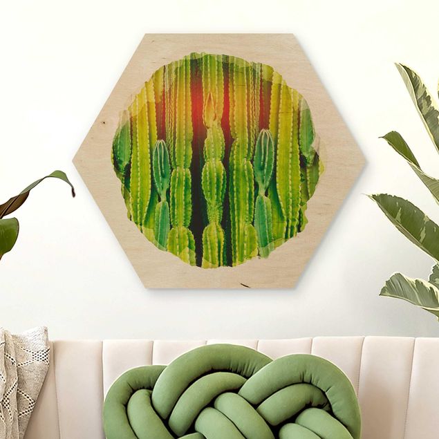Décorations cuisine Aquarelle - Mur de cactus