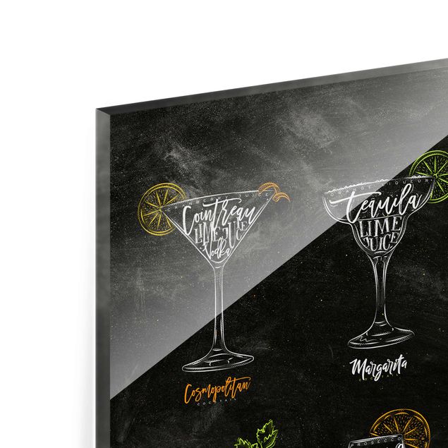 Tableaux en verre magnétique Menu Cocktail