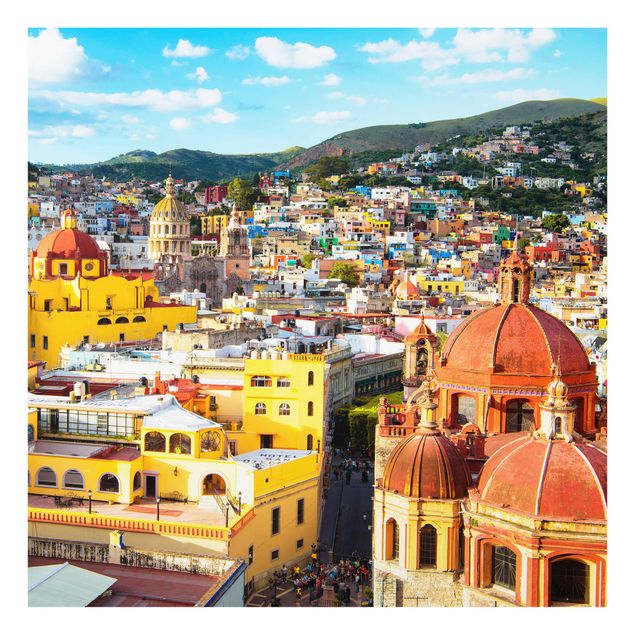 Tableaux en verre architecture & skyline Maisons colorées Guanajuato