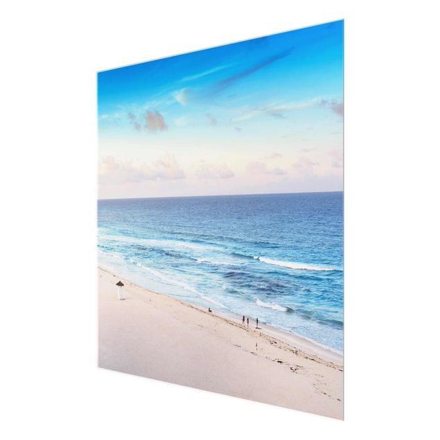 Tableaux en verre coucher de soleil Coucher de soleil sur l'océan à Cancun