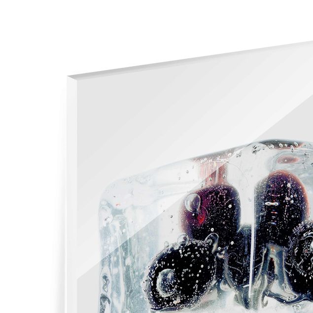 Tableaux en verre magnétique Framboise mélisse et myrtilles en glaçon