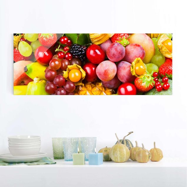 Tableaux en verre magnétique Fruits exotiques colorés
