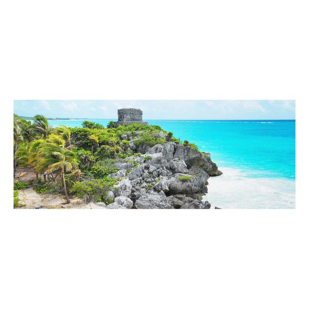 Tableaux en verre Caraïbes Ruines de Tulum sur la côte caraïbe