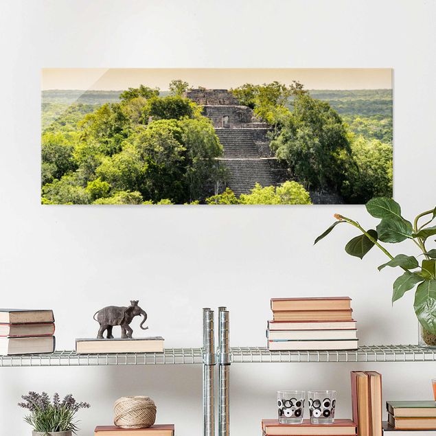 Tableau en verre paysage Pyramide de Calakmul