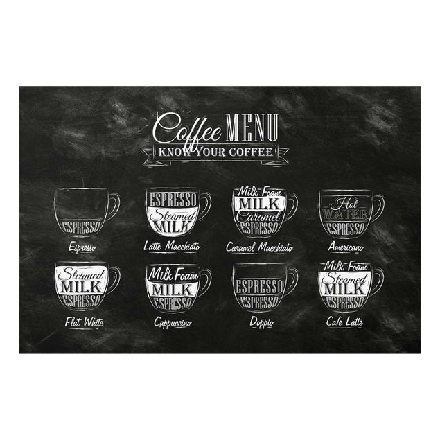 Tableaux noir et blanc Tableau des variétés de café