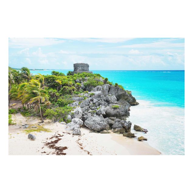 Tableaux en verre Caraïbes Ruines de Tulum sur la côte caraïbe