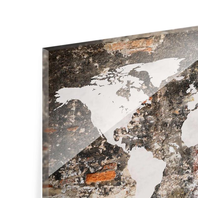 Tableau en verre - Old Wall World Map