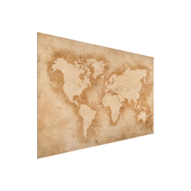 Tableaux en verre mappemonde Carte du Monde Antique