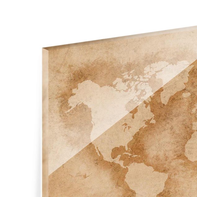 Tableau en verre - Antique World Map
