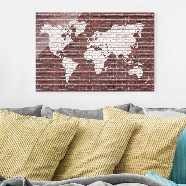 Tableau style industriel Brick World Map