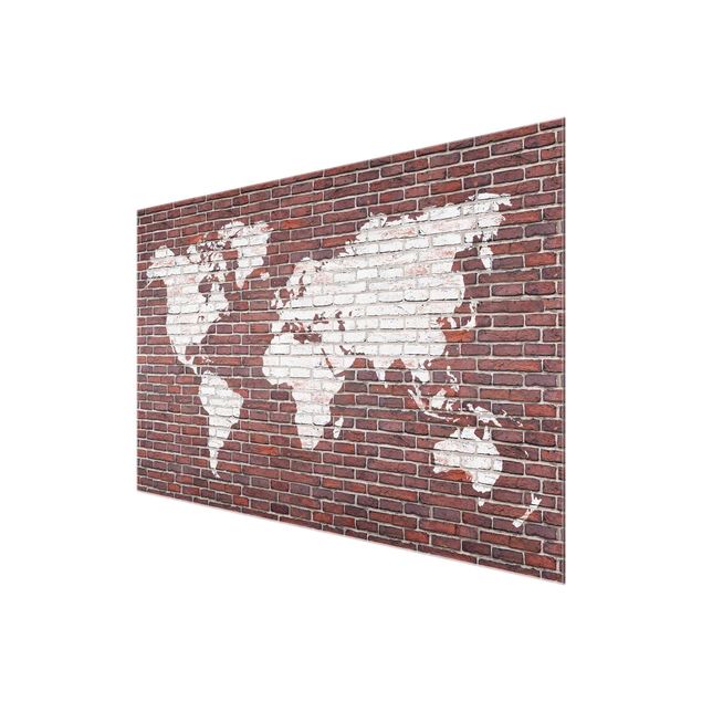 Tableaux en verre magnétique Brick World Map