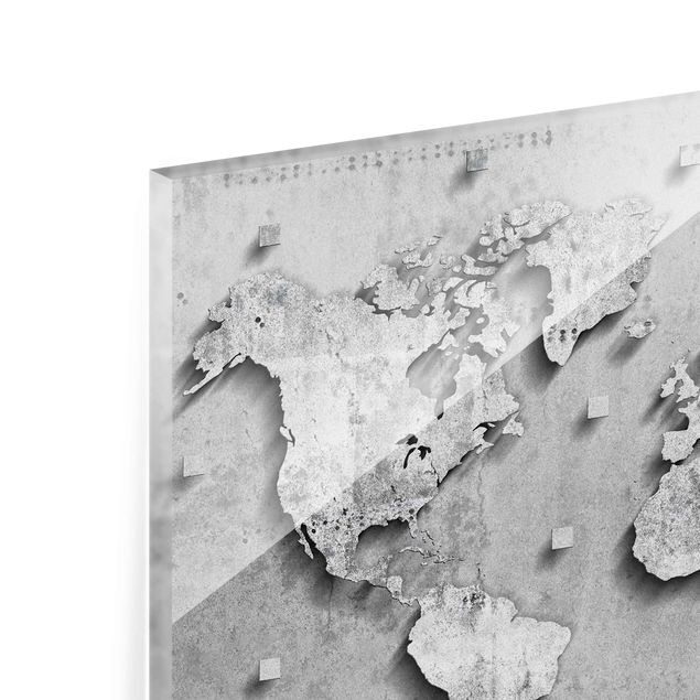Tableau en verre - Concrete World Map
