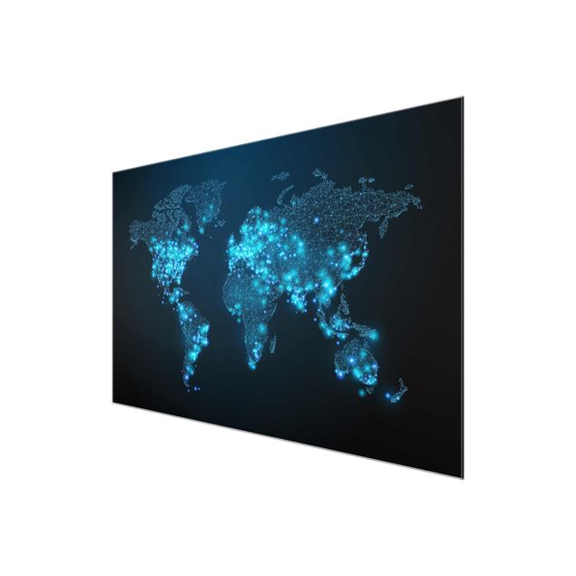 Tableau décoration Carte du monde connectée
