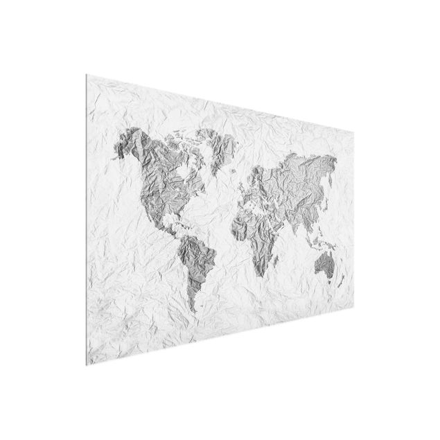 Tableau ville Carte du Monde en Papier Blanc Gris
