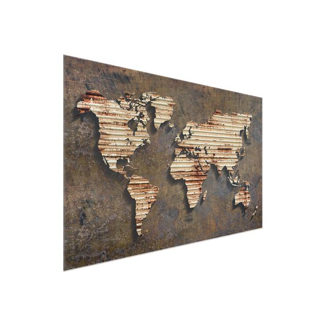 Tableau de ville Carte du monde en rouille