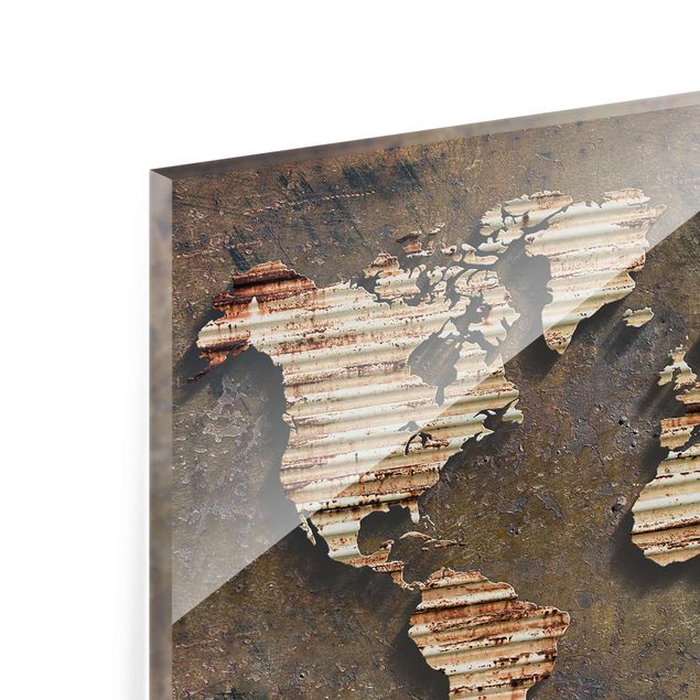 Tableau en verre - Rust World Map