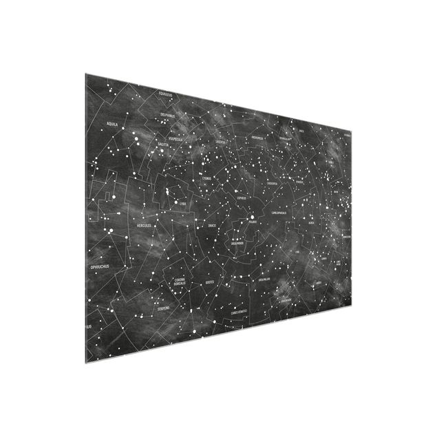 Tableau ville du monde Carte des constellations aspect tableau noir