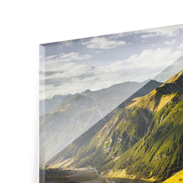 Tableau verre paysage Montagnes et vallée des Alpes Lechtal au Tyrol