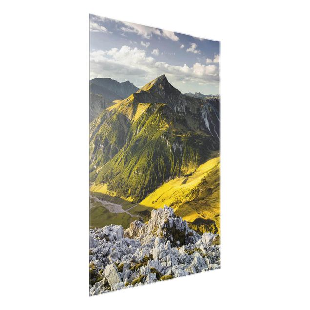 Tableau verre montagne Montagnes et vallée des Alpes Lechtal au Tyrol