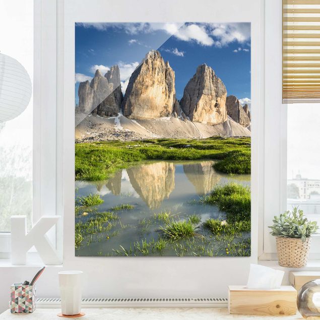 Tableau paysage Zinnen du Tyrol du Sud et reflet de l'eau
