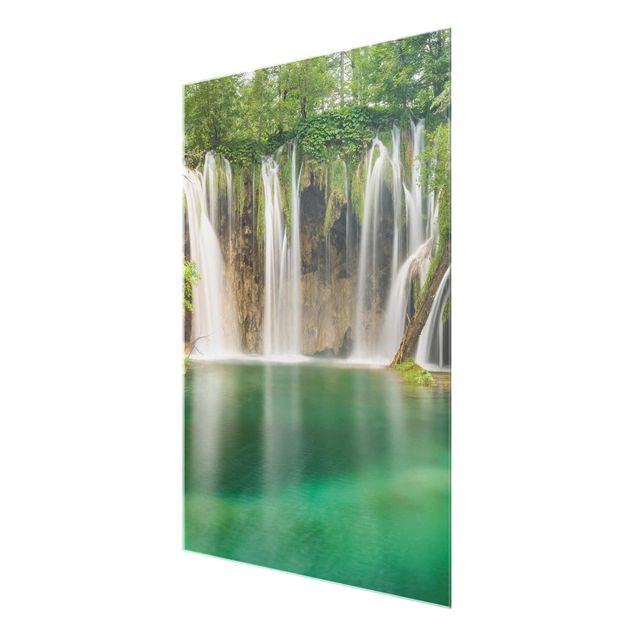Tableau verre paysage Chute d'eau Plitvice Lakes
